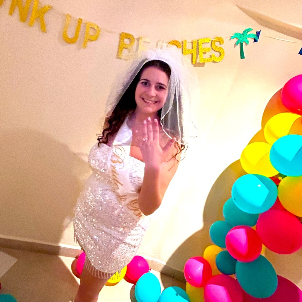 White bachelorette sequin dress